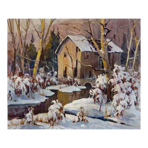 Winter Landscape Painting "Abandoned" by Walter Sacks (American, 1901-1961)