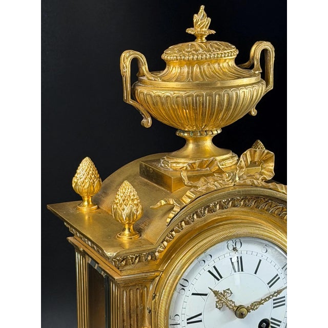 Antique French Louis XVI Style Ormolu Mantel Clock with Ed. Minart Movement from F. Barbedienne, 1850s For Sale - Image 6 of 18