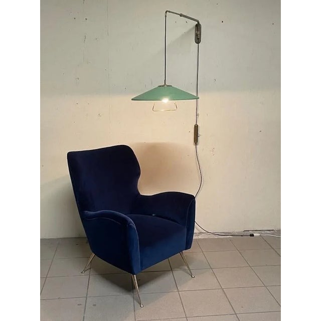 Vintage Lounge Chair in Blue Velvet, 1950s For Sale - Image 15 of 18