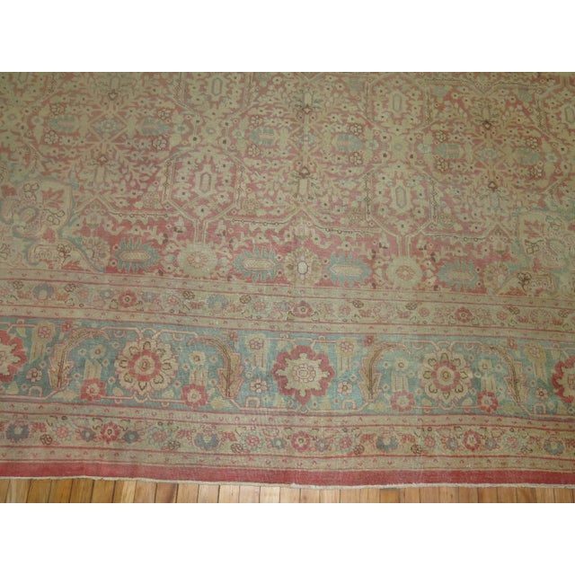 Textile Early 20th Century Zabihi Collection Indian Amritsar Fine Pink Mint Green Rug - 11'2" x 14'2" For Sale - Image 7 of 10