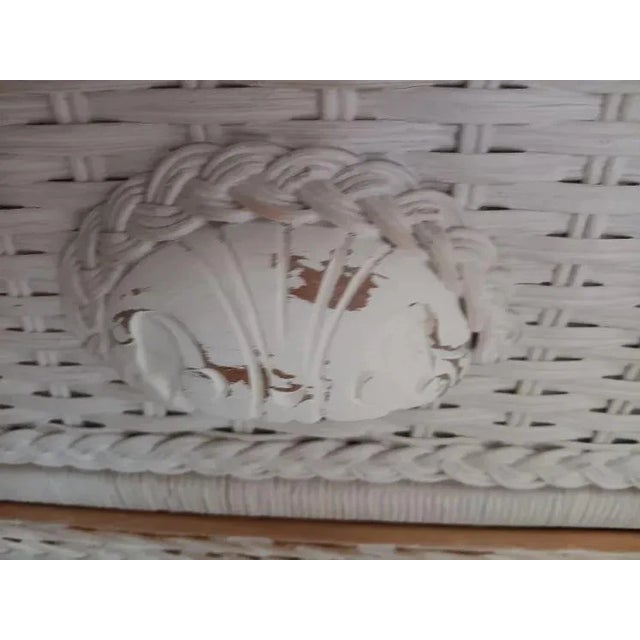 Coastal Vintage White Wicker Rattan Nightstand Two Drawer Set of 2 For Sale - Image 3 of 7