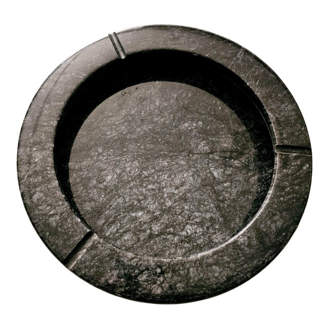 Mid Century Extra Large Black Italian Marble Ashtray by Raymor 12" For Sale