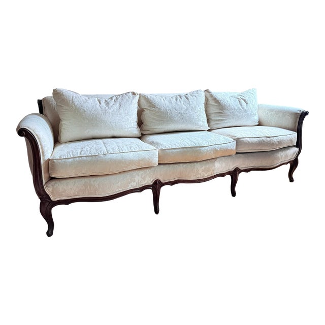1950s Mid-Century Era Louis French Provencial, Louis XV Style White Sofa For Sale