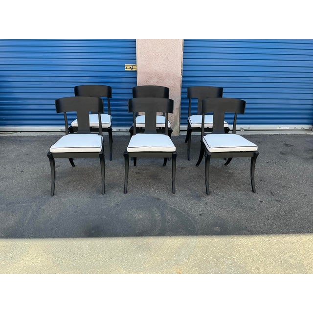 2010s Modern Mid-Century Style Klismos Patio Dining Chairs -6 For Sale - Image 5 of 13