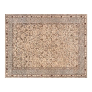 19th Century Persian Tabriz Brown and Beige Handwoven Wool Rug For Sale