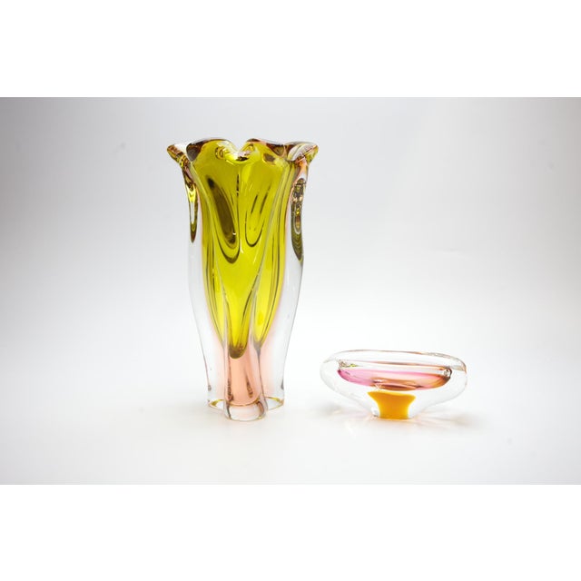 Glass Vase and Ashtray by Josef Hospodka for Sklarny Chribska, Czech, 1960s, Set of 2 For Sale - Image 17 of 17