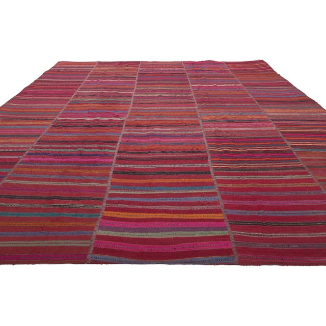 Modern Rustic Vintage Turkish Striped Kilim Rug - 07'03 X 11'00 For Sale - Image 3 of 10