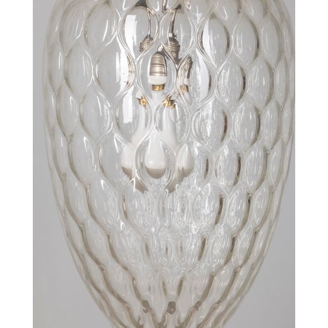 Vintage Italian Pendant Lamp in Decorated Glass, 1960s For Sale - Image 6 of 9