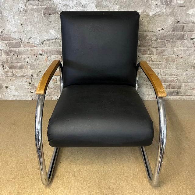 Black Tubax Armchair in Black Faux Leather For Sale - Image 8 of 17