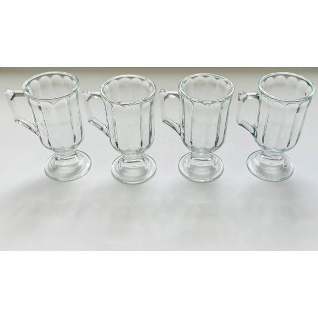 Late 20th Century Indiana Glass Optic Glass Irish Coffee Mugs- Set of 4 For Sale In Jacksonville, FL - Image 6 of 13