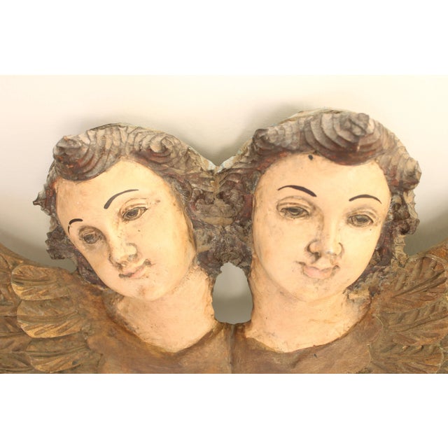 Renaissance 18th C. Italian Renaissance Carved Giltwood and Polychrome Winged Putti's For Sale - Image 3 of 9