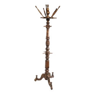 19th Century Victorian Walnut Coat Rack Coat Tree For Sale