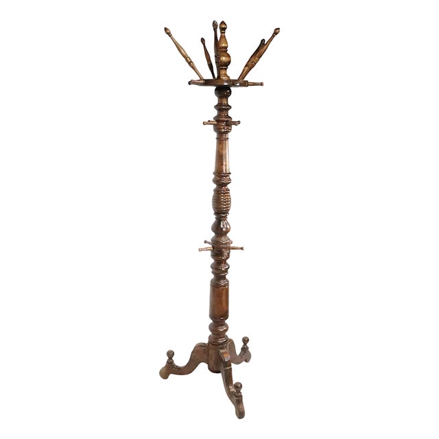 19th Century Victorian Walnut Coat Rack Coat Tree For Sale