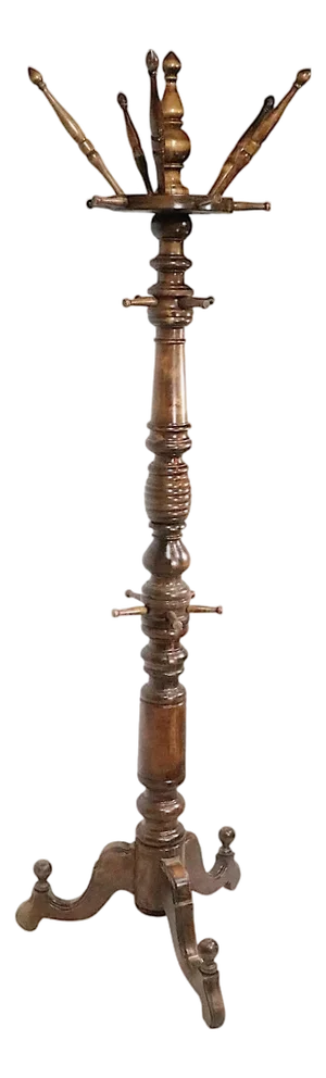 19th Century Victorian Walnut Coat Rack Coat Tree