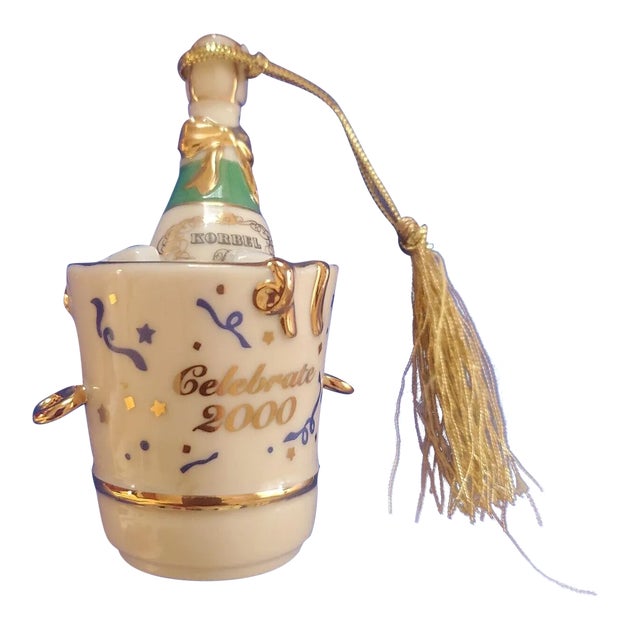 Lenox Millenium Christmas Porcelain Ornament Champagne Bucket Celebrate 2000 For Sale