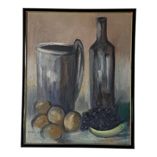 1970's Vintage Gasper Gunhz Modernist Still Life Mixed-Texture Oil on Canvas Painting, Framed For Sale