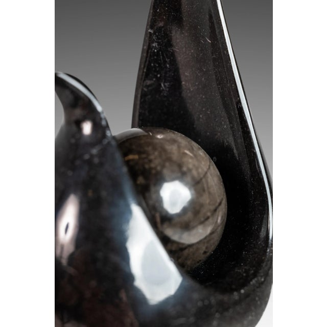 Post Modern Two-Piece Sculpture in Solid Black Marble, Usa, C. 1980's For Sale - Image 9 of 12