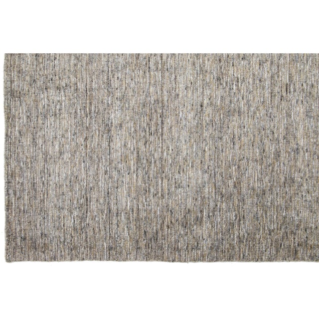 2010s Modern Texture Handmade Wool Rug in Beige Color For Sale - Image 5 of 9