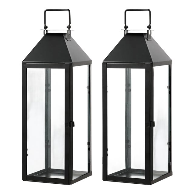 Ruane, 17.5" Black Outdoor Lantern, Set of 2 For Sale