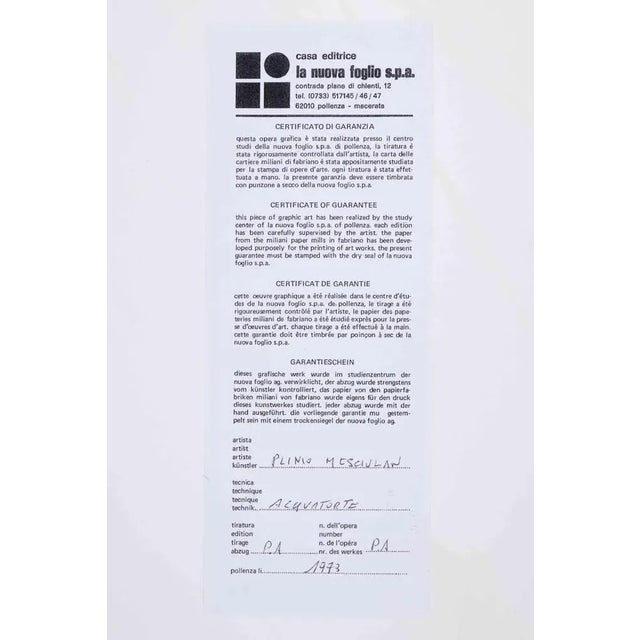 Abstract Composition is an Original Lithograph realized by Plinio Mesciulam in 1973. Very good condition on a white...