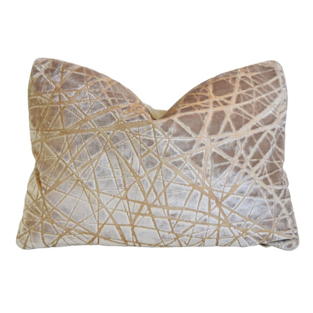 Mid-Century Modern Designer Kravet Couture Parisio Cut Velvet Feather/Down Pillow 23" X 17" For Sale - Image 3 of 6