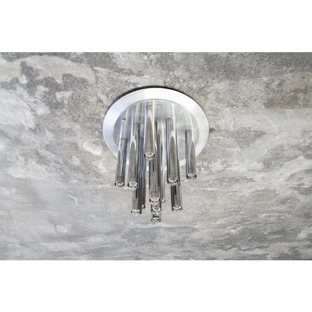 Metal Large Ceiling Light with 13 Chrome Lights by Goffredo Reggiani, 1970s For Sale - Image 7 of 7