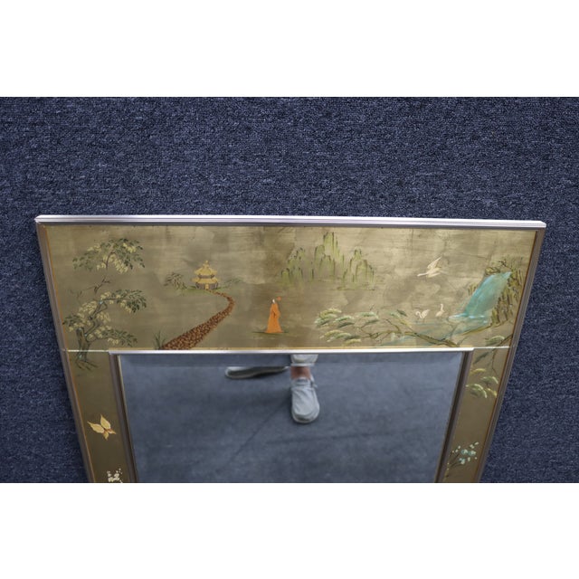 Labarge LaBarge Chinoiserie Painted Wall Mirror For Sale - Image 4 of 12