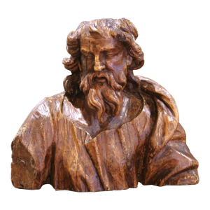 Mid-17th Century French Carved Walnut Bust of Saint Paul