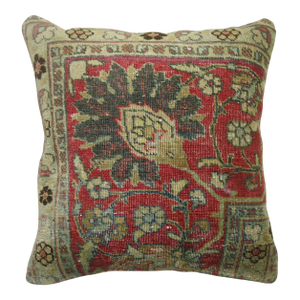 Antique Zabihi Collection Tabriz Persian Rug Pillow