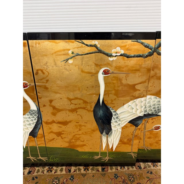 Japanese Japanese Cranes by a Stream, Quadriptych For Sale - Image 3 of 12