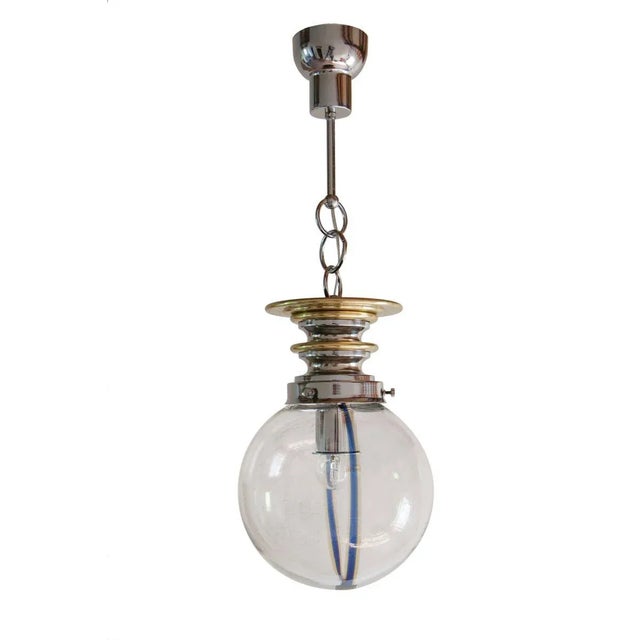 Italian Blue Wire Murano Glass Ball Pendant Lamp, 1970s For Sale - Image 13 of 13