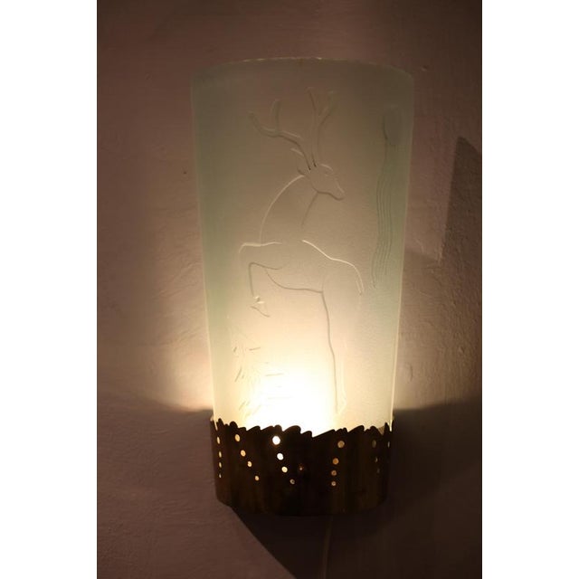 Wall Scones in Etched Glass Decor by Glössner, 1890s, Set of 2 For Sale - Image 12 of 15