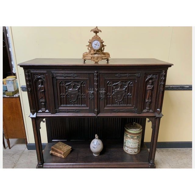 Wood Antique Neo-Gothic Sideboard, 1880 For Sale - Image 7 of 12