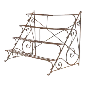 Scrollwork Four Tier Iron Plant Stand or Etagere, England Mid 20th Century