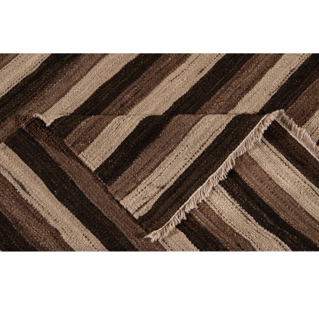 Contemporary 21st Century Modern Flatweave Wool Rug For Sale - Image 3 of 13