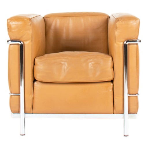 LC2 Lounge Chair in Brown Leather by Le Corbusier, Pierre Jeanneret and Charlotte Perriand for Cassina, 1995 For Sale
