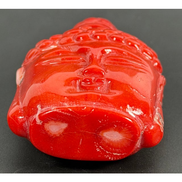 Rare Red Coral Buddha Head Snuff Bottle For Sale - Image 11 of 13