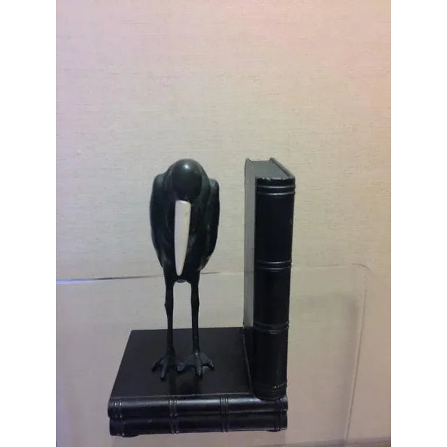 Black Art Deco Marcel Bouraine Maribou Stork Bookends - A Pair For Sale - Image 8 of 10