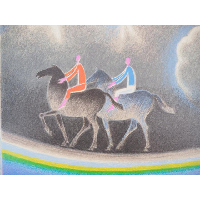 Albert Zavaro, Couple de cavaliers en promenade, Lithograph For Sale - Image 4 of 7