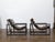 Brown Pair of Mid 20th Century Industrial Iron Sling Transat Chairs with Brown Leather For Sale - Image 8 of 12