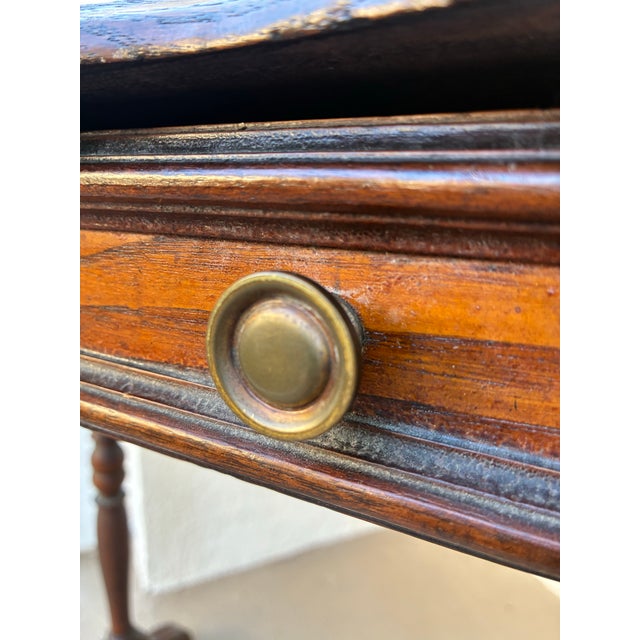 Mid 20th Century Vintage Solid Wood Side Table With Drawer, Scalloped Top For Sale - Image 5 of 12