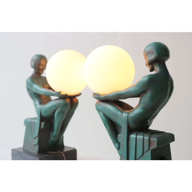 1930s Délassement Table Lamps by Max Le Verrier, 1930, France, Set of 2 For Sale - Image 5 of 14
