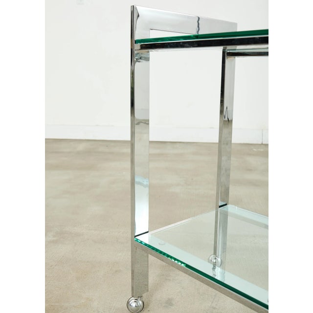Milo Baughman Style Mid-Century Chrome Two Tier Bar Cart For Sale - Image 13 of 17
