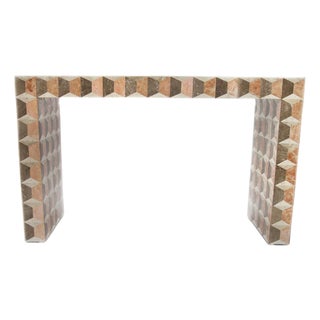 Salmon Fossil Stone Marble Console Table - Milano by Oggetti For Sale