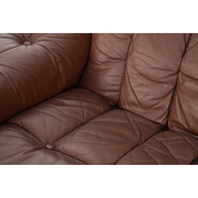 Vintage "Drabant" Brown Leather 3-Seat Sofa by Ulferts Sweden For Sale - Image 6 of 8
