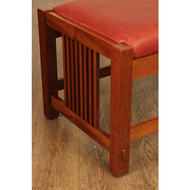Mission Stickley Mission Collection Cherry Spindle Bench For Sale - Image 3 of 18