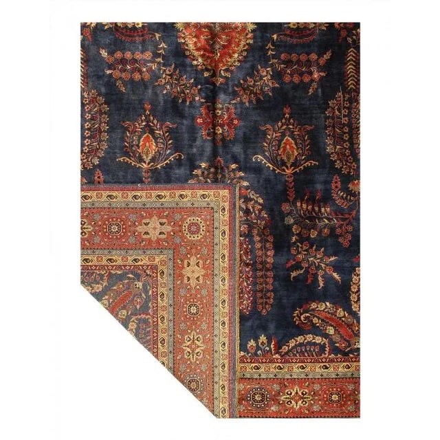 2020s Navy Blue Fine Hand Knotted Sarouk Mohajran Design 10' X 17' For Sale - Image 4 of 13