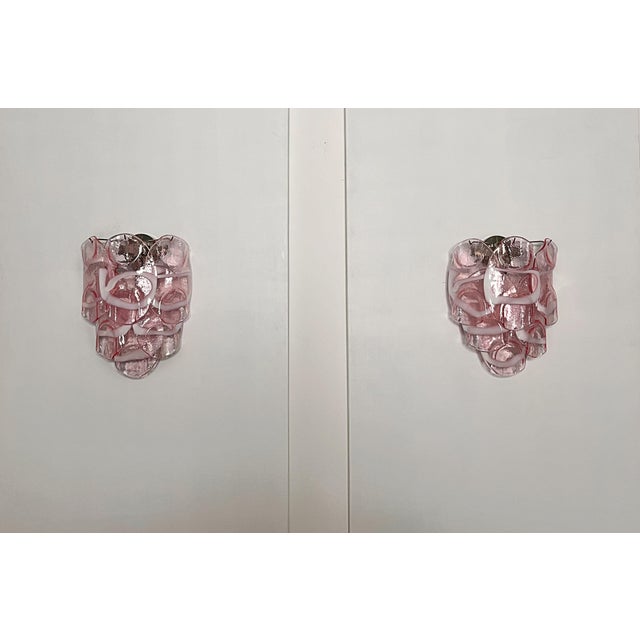 Vintage Italian Murano Wall Lights with Pink Lattimo Glasses, 1990s, Set of 2 For Sale - Image 9 of 14