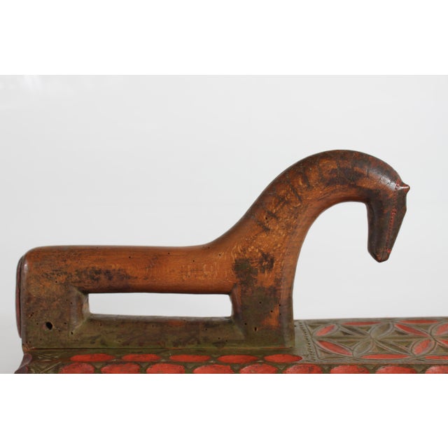 Wood Antique Danish Wooden Mangle Board with Horse, 1750-1800 For Sale - Image 7 of 18