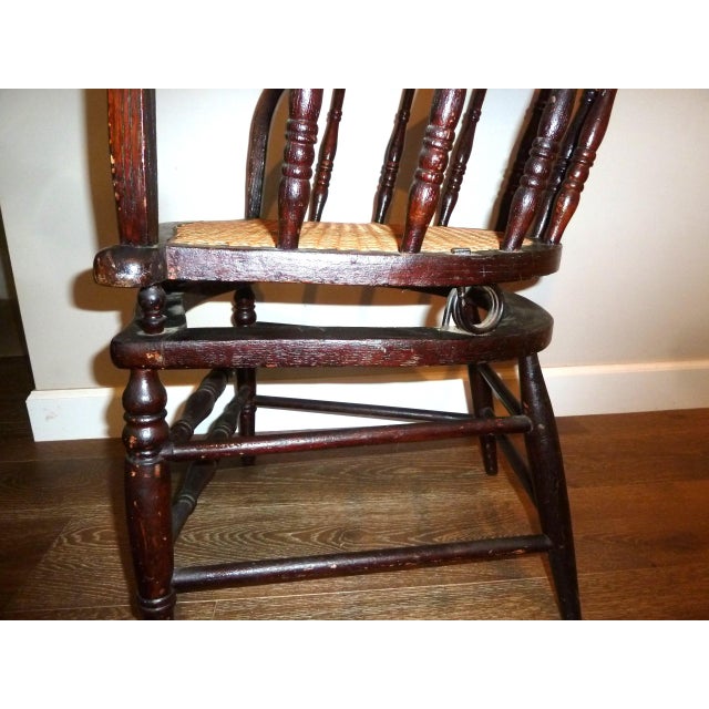 Wood Firehouse Cane Tilting Armchair, Antique For Sale - Image 7 of 12